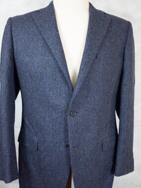 GORGEOUS Samuelsohn Deep Blue Tweed Holland & Sherry Wool Sport Coat 40R